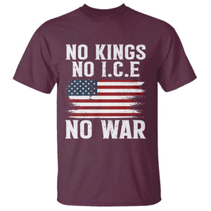 No Wars No Ice No Kings American Flag T Shirt Patriotic Protest Anti War Human Rights TS02 Maroon Print Your Wear