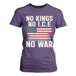 No Wars No Ice No Kings American Flag T Shirt For Women Patriotic Protest Anti War Human Rights TS02 Purple Print Your Wear