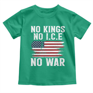 No Wars No Ice No Kings American Flag Toddler T Shirt Patriotic Protest Anti War Human Rights TS02 Irish Green Print Your Wear