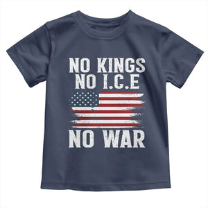No Wars No Ice No Kings American Flag Toddler T Shirt Patriotic Protest Anti War Human Rights TS02 Navy Print Your Wear