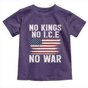 No Wars No Ice No Kings American Flag Toddler T Shirt Patriotic Protest Anti War Human Rights TS02 Purple Print Your Wear