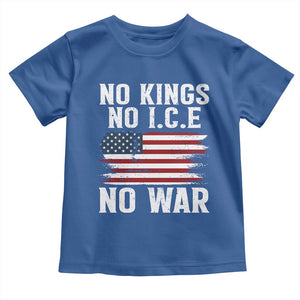 No Wars No Ice No Kings American Flag Toddler T Shirt Patriotic Protest Anti War Human Rights TS02 Royal Blue Print Your Wear