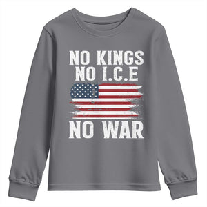 No Wars No Ice No Kings American Flag Youth Sweatshirt Patriotic Protest Anti War Human Rights TS02 Charcoal Print Your Wear