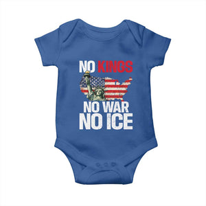 No Kings No Wars No Ice Statue of Liberty Baby Onesie American Flag Patriotic Protest Freedom Democracy TS02 Royal Blue Print Your Wear