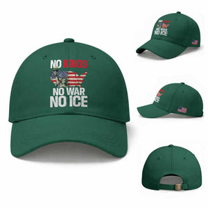 No Kings No Wars No Ice Statue of Liberty Baseball Cap American Flag Patriotic Protest Freedom Democracy TS02 Baseball Cap Universal Fit Irish Green Print Your Wear