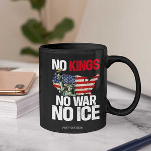 No Kings No Wars No Ice Statue of Liberty Coffee Mug American Flag Patriotic Protest Freedom Democracy TS02 Print Your Wear