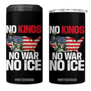 No Kings No Wars No Ice Statue of Liberty 4 in 1 Can Cooler Tumbler American Flag Patriotic Protest Freedom Democracy TS02 One Size: 16 oz Black Print Your Wear