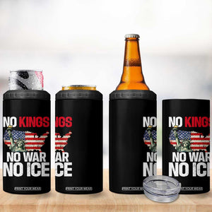 No Kings No Wars No Ice Statue of Liberty 4 in 1 Can Cooler Tumbler American Flag Patriotic Protest Freedom Democracy TS02 Print Your Wear