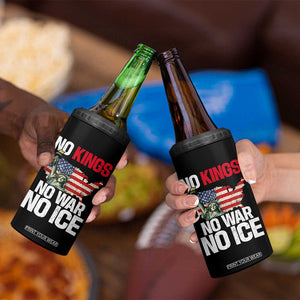 No Kings No Wars No Ice Statue of Liberty 4 in 1 Can Cooler Tumbler American Flag Patriotic Protest Freedom Democracy TS02 Print Your Wear
