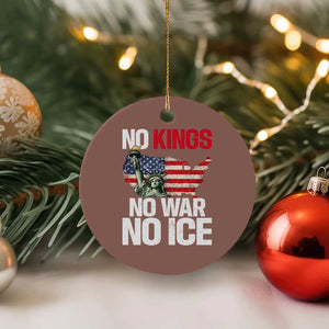 No Kings No Wars No Ice Statue of Liberty Ceramic Ornament American Flag Patriotic Protest Freedom Democracy TS02 1pc Mocha Print Your Wear