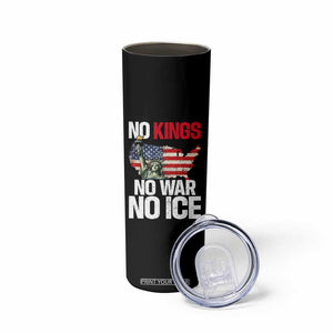 No Kings No Wars No Ice Statue of Liberty Skinny Tumbler American Flag Patriotic Protest Freedom Democracy TS02 Print Your Wear