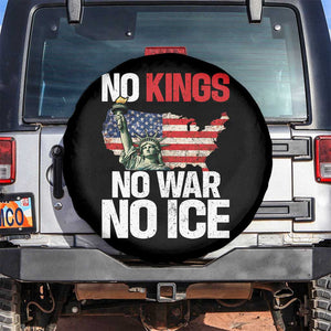 No Kings No Wars No Ice Statue of Liberty Spare Tire Cover American Flag Patriotic Protest Freedom Democracy TS02 No hole Black Print Your Wear