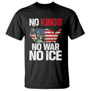 No Kings No Wars No Ice Statue of Liberty T Shirt American Flag Patriotic Protest Freedom Democracy TS02 Black Print Your Wear