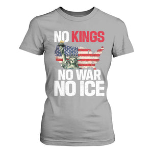 No Kings No Wars No Ice Statue of Liberty T Shirt For Women American Flag Patriotic Protest Freedom Democracy TS02 Sport Gray Print Your Wear