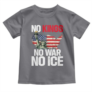 No Kings No Wars No Ice Statue of Liberty Toddler T Shirt American Flag Patriotic Protest Freedom Democracy TS02 Charcoal Print Your Wear