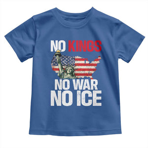 No Kings No Wars No Ice Statue of Liberty Toddler T Shirt American Flag Patriotic Protest Freedom Democracy TS02 Royal Blue Print Your Wear