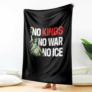 No Kings No Wars No Ice Statue of Liberty Throw Blanket American Flag Patriotic Protest Human Rights TS02 Print Your Wear