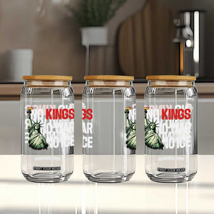 No Kings No Wars No Ice Statue of Liberty Glass Can American Flag Patriotic Protest Human Rights TS02 Print Your Wear