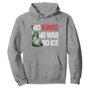 No Kings No Wars No Ice Statue of Liberty Hoodie American Flag Patriotic Protest Human Rights TS02 Sport Gray Print Your Wear