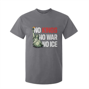 No Kings No Wars No Ice Statue of Liberty T Shirt For Kid American Flag Patriotic Protest Human Rights TS02 Charcoal Print Your Wear