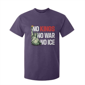 No Kings No Wars No Ice Statue of Liberty T Shirt For Kid American Flag Patriotic Protest Human Rights TS02 Purple Print Your Wear