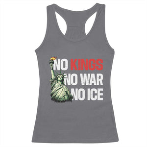No Kings No Wars No Ice Statue of Liberty Racerback Tank Top American Flag Patriotic Protest Human Rights TS02 Charcoal Print Your Wear