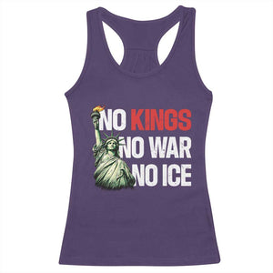 No Kings No Wars No Ice Statue of Liberty Racerback Tank Top American Flag Patriotic Protest Human Rights TS02 Purple Print Your Wear