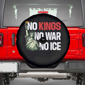 No Kings No Wars No Ice Statue of Liberty Spare Tire Cover American Flag Patriotic Protest Human Rights TS02 Black Print Your Wear