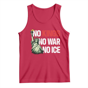 No Kings No Wars No Ice Statue of Liberty Tank Top American Flag Patriotic Protest Human Rights TS02 Red Print Your Wear
