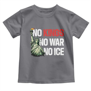 No Kings No Wars No Ice Statue of Liberty Toddler T Shirt American Flag Patriotic Protest Human Rights TS02 Charcoal Print Your Wear