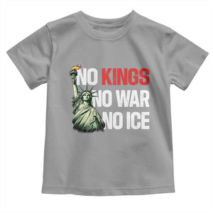 No Kings No Wars No Ice Statue of Liberty Toddler T Shirt American Flag Patriotic Protest Human Rights TS02 Sport Gray Print Your Wear