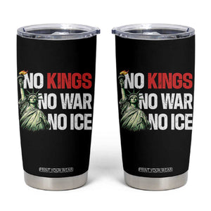 No Kings No Wars No Ice Statue of Liberty Tumbler Cup American Flag Patriotic Protest Human Rights TS02 Black Print Your Wear