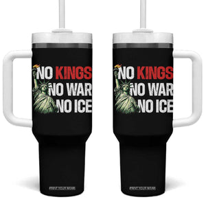 No Kings No Wars No Ice Statue of Liberty Tumbler With Handle American Flag Patriotic Protest Human Rights TS02 One Size: 40 oz Black Print Your Wear