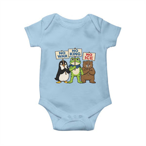 No Wars No Ice No Kings Animal Protest Baby Onesie Frog Penguin Bear Resist Human Rights Activist TS02 Light Blue Print Your Wear