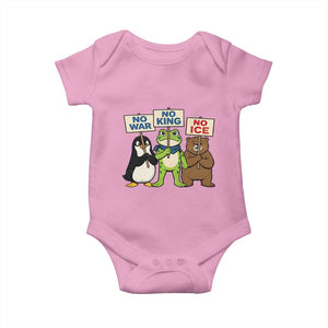No Wars No Ice No Kings Animal Protest Baby Onesie Frog Penguin Bear Resist Human Rights Activist TS02 Light Pink Print Your Wear