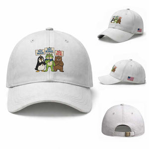 No Wars No Ice No Kings Animal Protest Baseball Cap Frog Penguin Bear Resist Human Rights Activist TS02 Baseball Cap Universal Fit White Print Your Wear