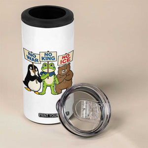 No Wars No Ice No Kings Animal Protest 4 in 1 Can Cooler Tumbler Frog Penguin Bear Resist Human Rights Activist TS02 Print Your Wear