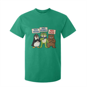 No Wars No Ice No Kings Animal Protest T Shirt For Kid Frog Penguin Bear Resist Human Rights Activist TS02 Irish Green Print Your Wear