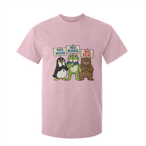 No Wars No Ice No Kings Animal Protest T Shirt For Kid Frog Penguin Bear Resist Human Rights Activist TS02 Light Pink Print Your Wear