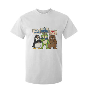 No Wars No Ice No Kings Animal Protest T Shirt For Kid Frog Penguin Bear Resist Human Rights Activist TS02 White Print Your Wear