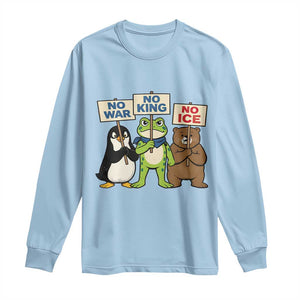 No Wars No Ice No Kings Animal Protest Long Sleeve Shirt Frog Penguin Bear Resist Human Rights Activist TS02 Light Blue Print Your Wear
