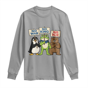 No Wars No Ice No Kings Animal Protest Long Sleeve Shirt Frog Penguin Bear Resist Human Rights Activist TS02 Sport Gray Print Your Wear