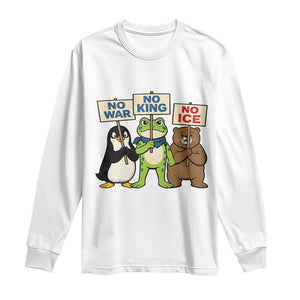 No Wars No Ice No Kings Animal Protest Long Sleeve Shirt Frog Penguin Bear Resist Human Rights Activist TS02 White Print Your Wear