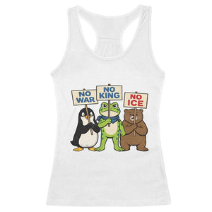 No Wars No Ice No Kings Animal Protest Racerback Tank Top Frog Penguin Bear Resist Human Rights Activist TS02 White Print Your Wear