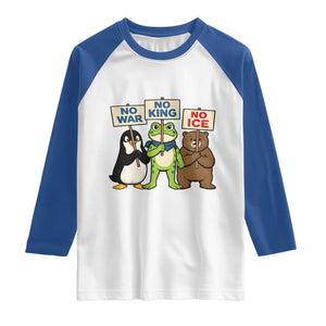 No Wars No Ice No Kings Animal Protest Raglan Shirt Frog Penguin Bear Resist Human Rights Activist TS02 White Royal Print Your Wear