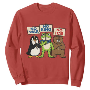 No Wars No Ice No Kings Animal Protest Sweatshirt Frog Penguin Bear Resist Human Rights Activist TS02 Red Print Your Wear