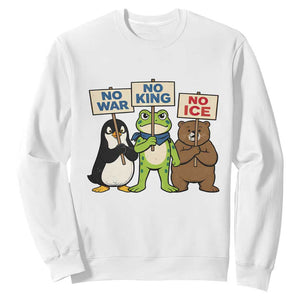 No Wars No Ice No Kings Animal Protest Sweatshirt Frog Penguin Bear Resist Human Rights Activist TS02 White Print Your Wear