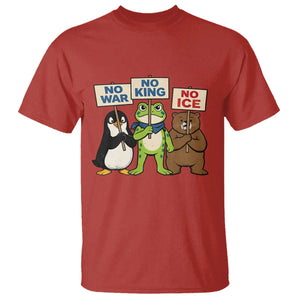 No Wars No Ice No Kings Animal Protest T Shirt Frog Penguin Bear Resist Human Rights Activist TS02 Red Print Your Wear