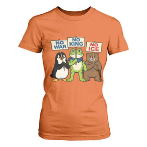 No Wars No Ice No Kings Animal Protest T Shirt For Women Frog Penguin Bear Resist Human Rights Activist TS02 Orange Print Your Wear