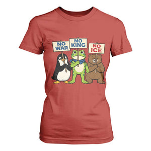 No Wars No Ice No Kings Animal Protest T Shirt For Women Frog Penguin Bear Resist Human Rights Activist TS02 Red Print Your Wear